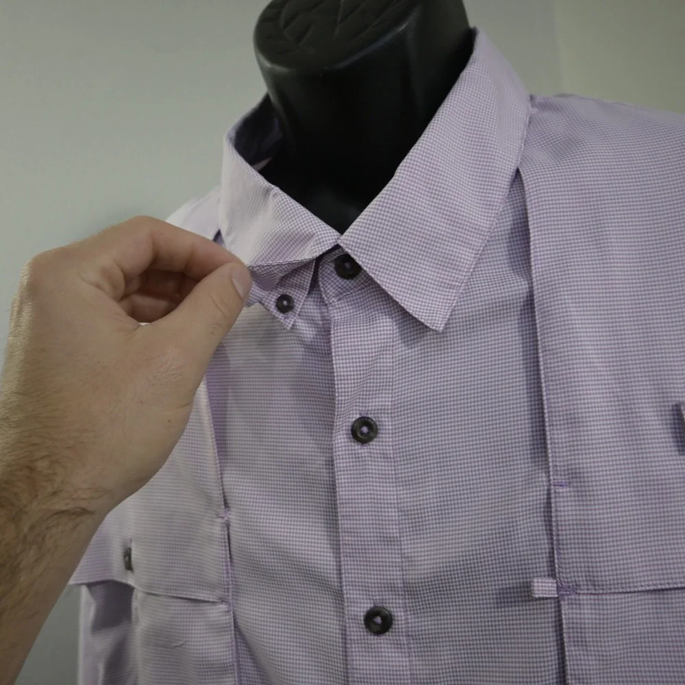Magellan Outdoors Vented Fishing Shirt Mens 4XL Relaxed Fit Purple Micro Check